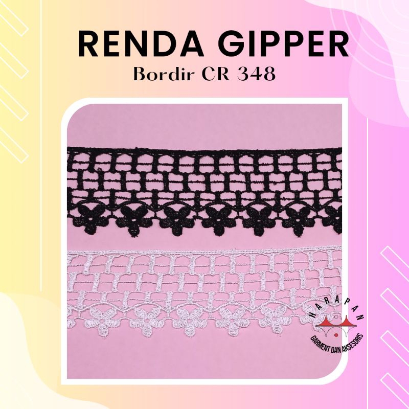Renda Gipper RC 348 ROL Renda Ziper Bordir Renda Hiasan Baju Pinggiran Mukena