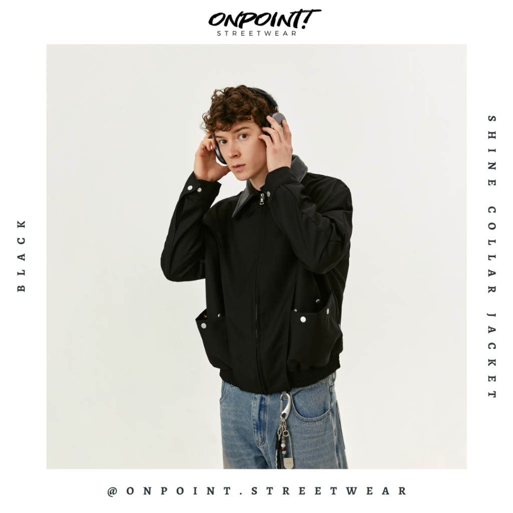 ‼️SALE‼️ Shine collar jacket (black) - jaket pria jaket kulit original jaket pria jumbo jaket pria d