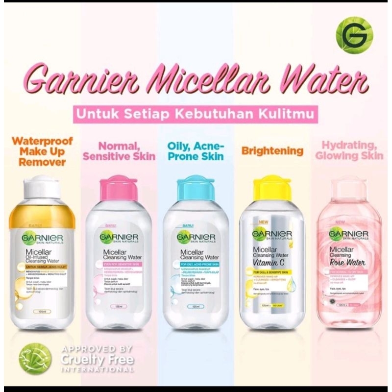 Garnier micellar water rose / Garnier micellar water salicylic blue / Garnier micellar water pink / 