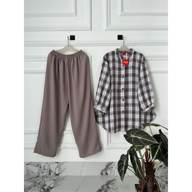 SET CEL WANITA LIZAM TERBARU MOTIF KOTAK KOTAK,