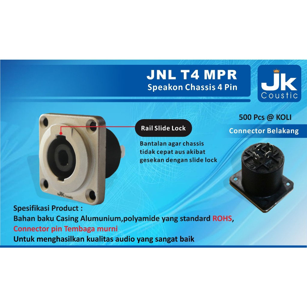 Speakon Chassis 4 Pin JK Coustic JNL T4 MPR Speakon Socket