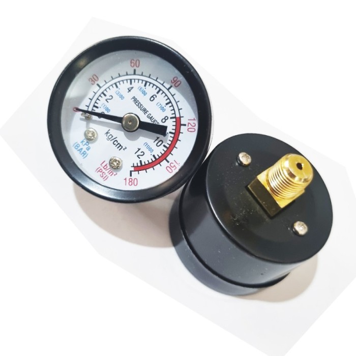 Manometer Pressure Gauge 12 Bar 180 psi Pengukur Tekanan Angin Meter Kompresor Pengukur Tekanan Angi