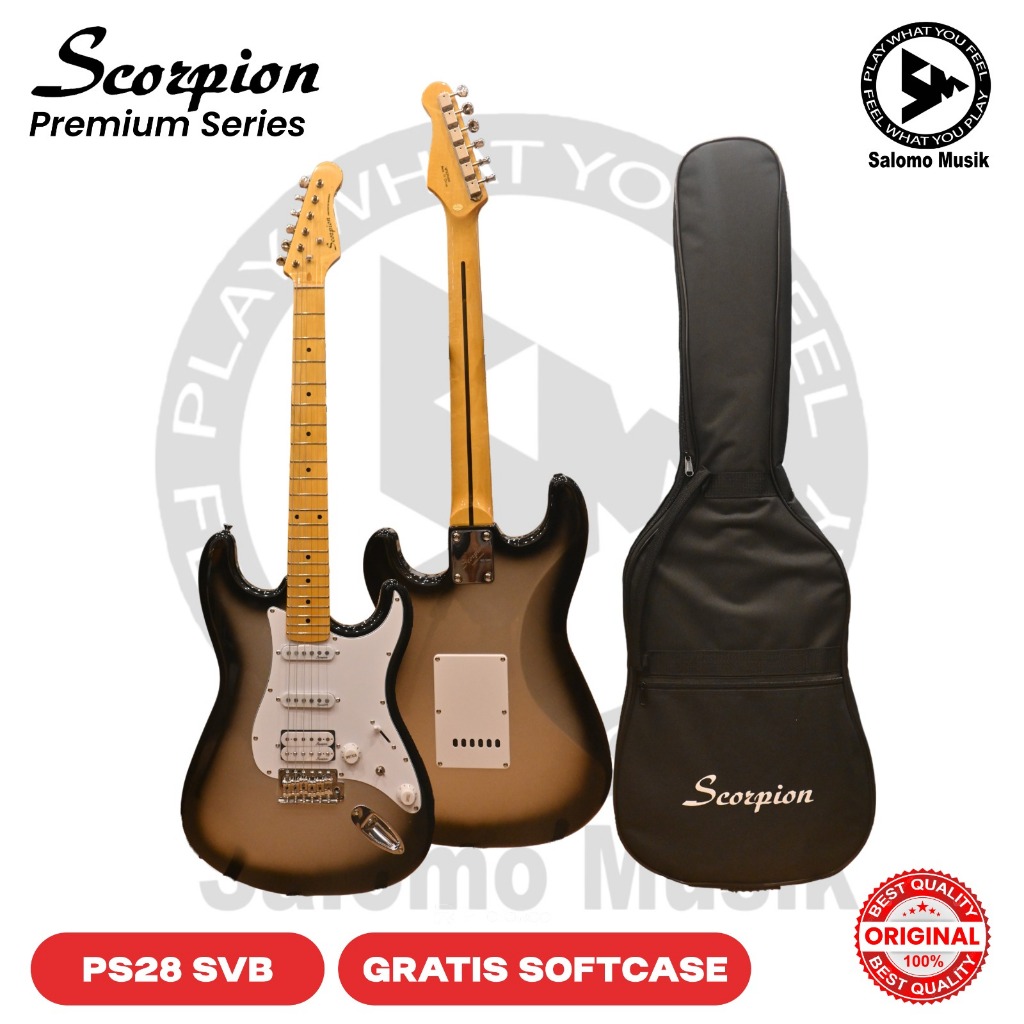 Gitar Elektrik Scorpion PS28 Stratocaster Premium Series SSH Mini WS Pickup Original + Softcase
