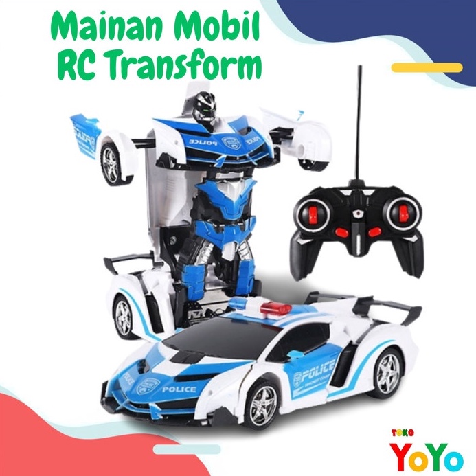 GROSIR TokoYoyo Mainan Anak Mobil Remote Control Polisi Laki Laki Perempuan Dapat Berubah Menjadi Ro