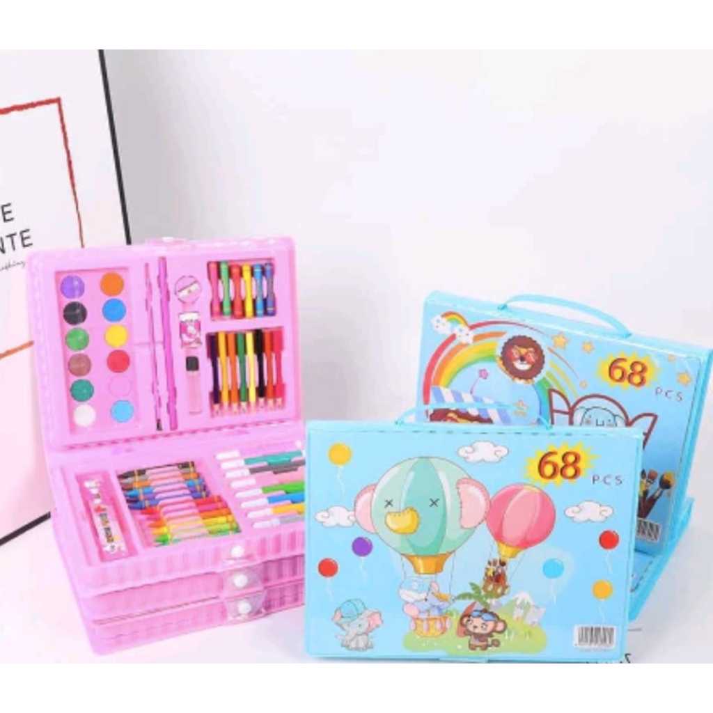 

Crayon 68Pcs Set Koper Alat Menggambar Stationery Pensil Warna-Krayon Alat Mewarnai Paints Kids