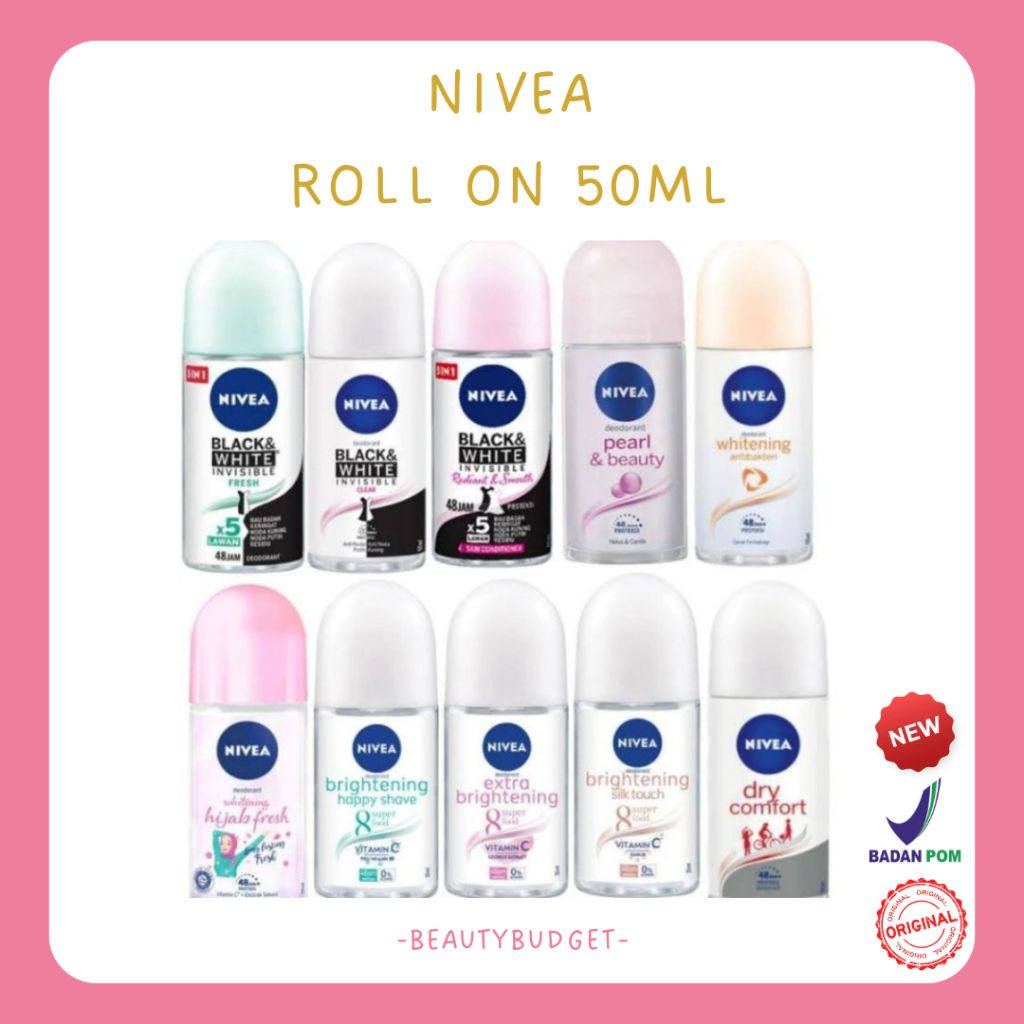 NIVEA HIJAB SOFT ROLL ON DEODORANT 50ML, BLACK AND WHITE, PEARL BEAUTY, BRIGHTENING