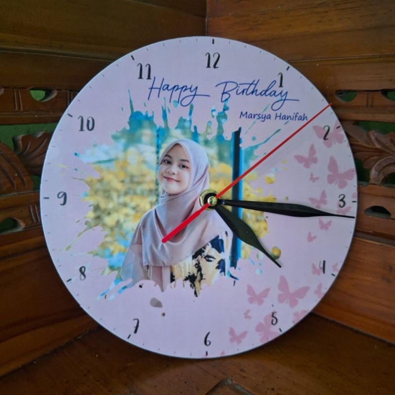 JAM DINDING CUSTOM FOTO SUKA-SUKA/SOUVENIR PAKAI FOTO DAN NAMA SENDIRI