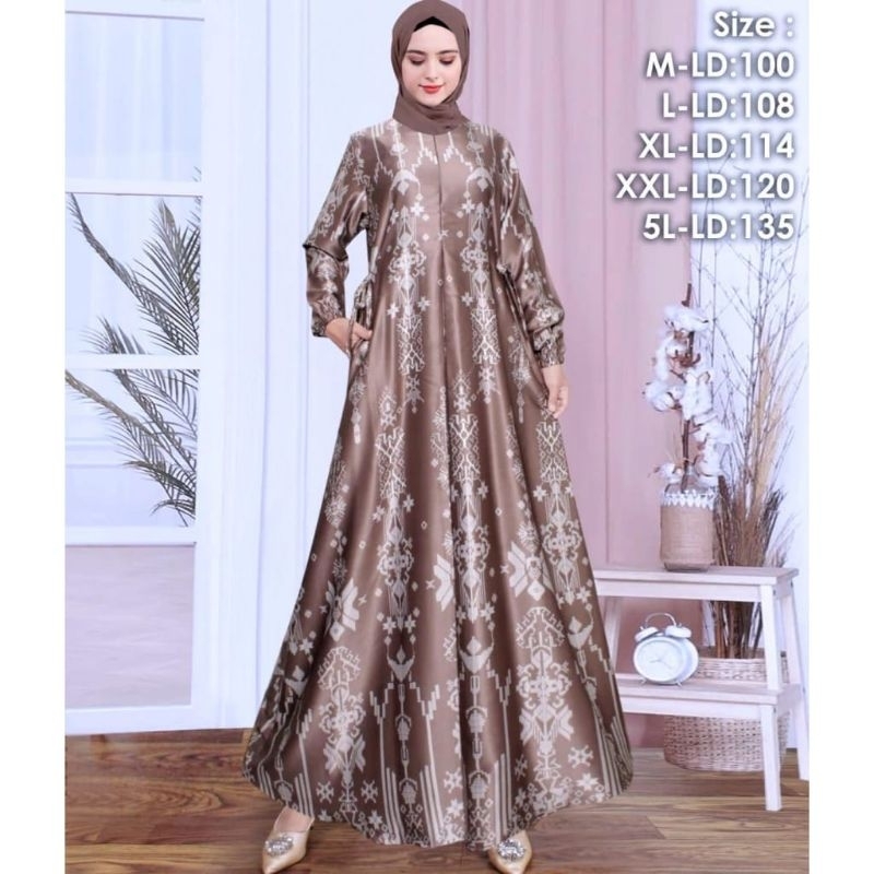 Gamis motif bahan maxmara silk terbaru// gamis lebaran wanita terbaru