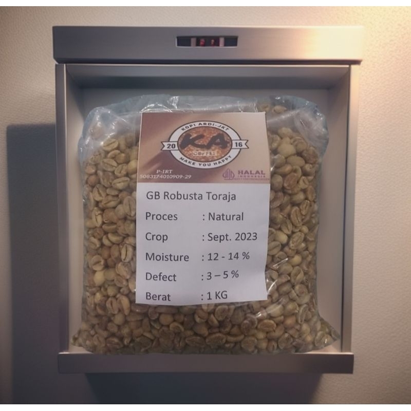 

Kopi Biji Mentah/Grean Bean(GB) Robusta Tanah Toraja Natural 500 Gram / 1 KG
