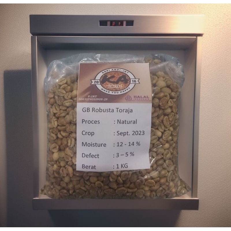 Kopi Biji Mentah/Grean Bean(GB) Robusta Tanah Toraja Natural 1 KG