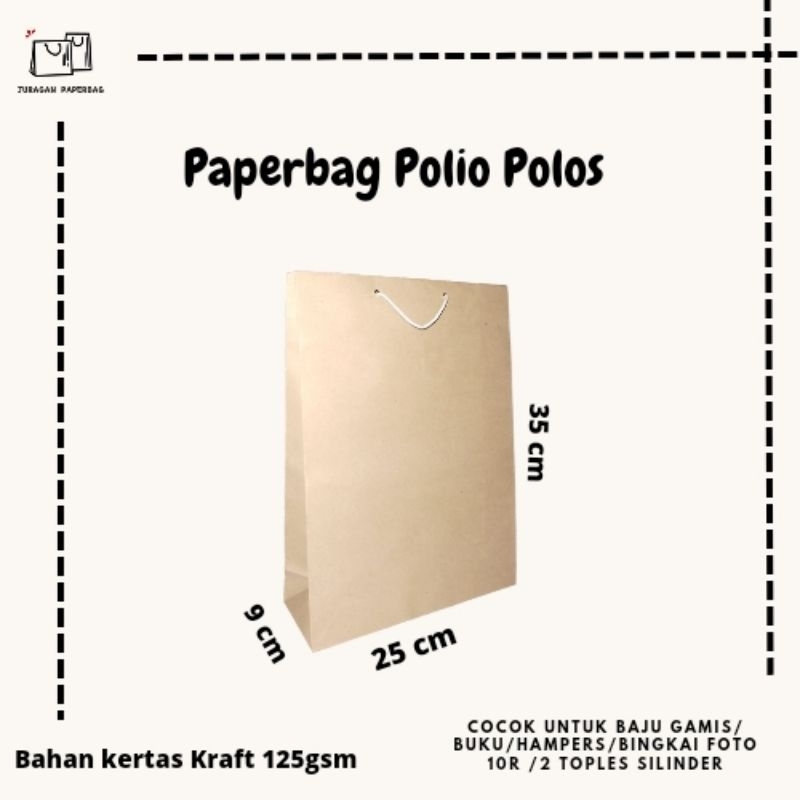 

Apperbag Polos/ Tas Kertas/Kraft ukuran 25x9x35 (isi 12 pcs)