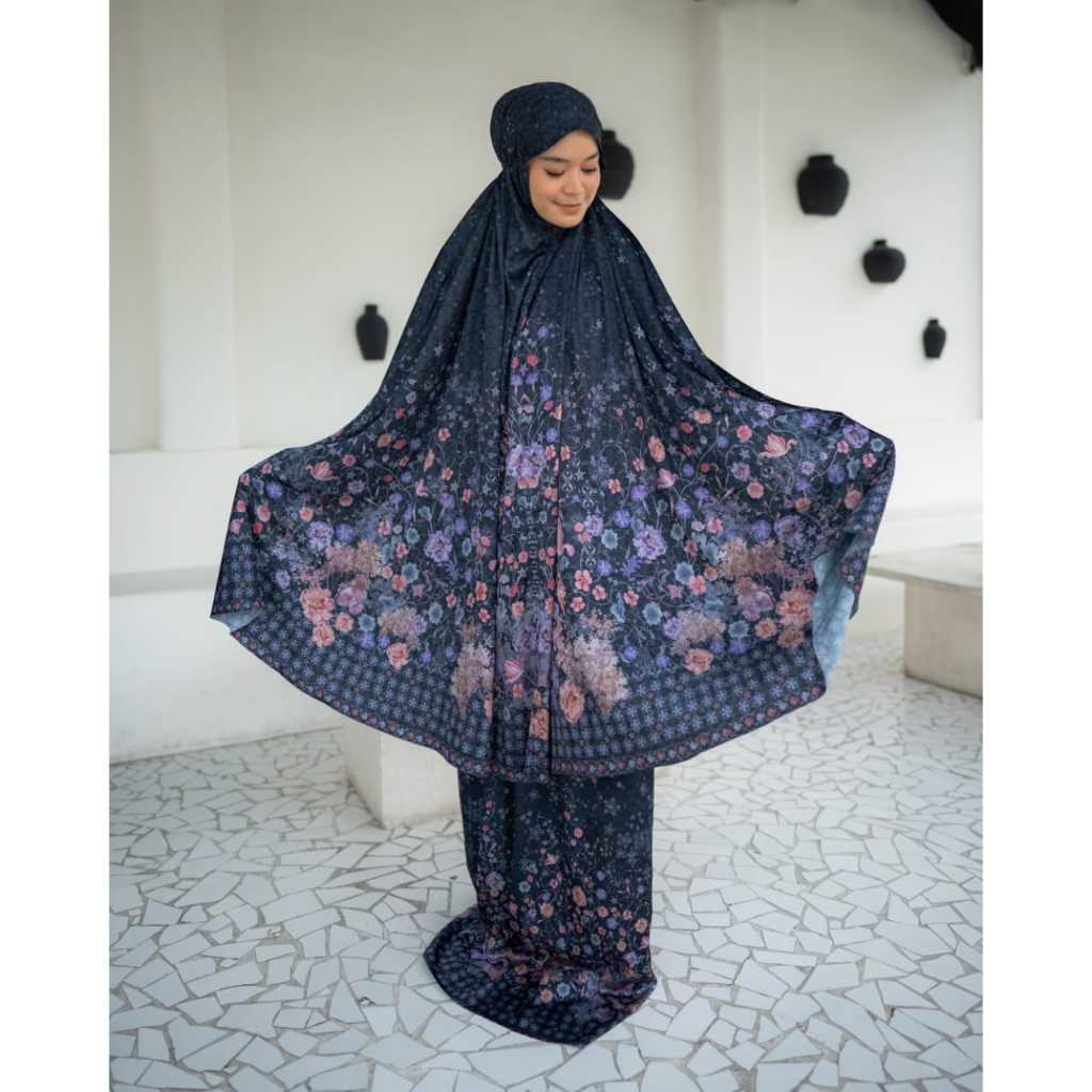 Adeola Scarf - Radwah Prayer Robe - Mukena Motif - Mukena Printing - Black