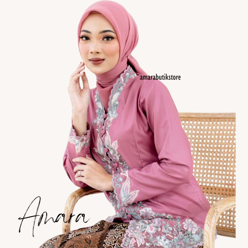 Kebaya Encim Bordir Bunga Bahan Toyobo