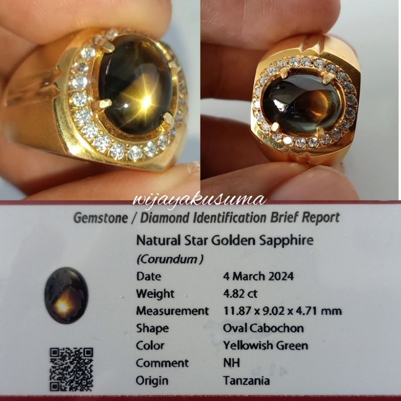 Natural golden star bangsing kresnadana warna jangkep kristal no heat ada ruby birma dan kresnadana