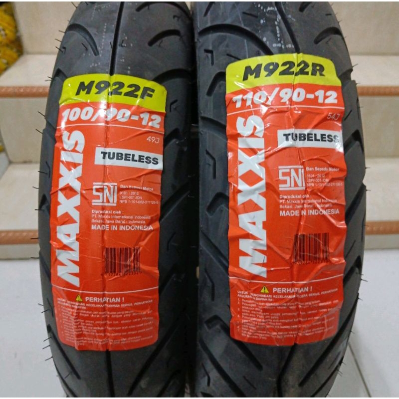 PAKET BAN TUBELESS 100/90-12 & 110/90-14 MAXXIS 922 +PENTIL