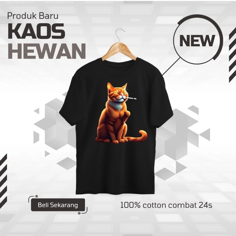 Kaos Gambar Kucing Orange