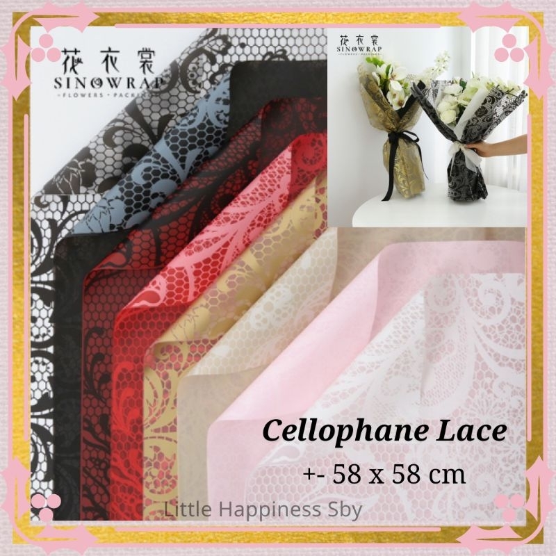 

Murah! Cellophane Lace renda kertas bunga wrapping buket korean flower wrapping