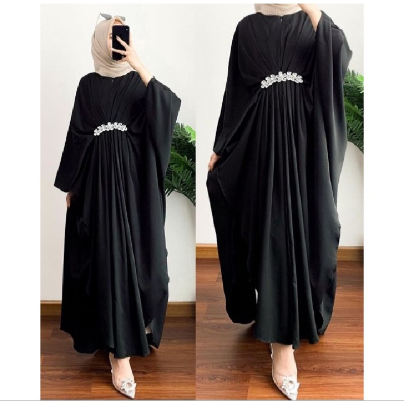 Gamis kaftan oversize dress wanita Free leging hitam polos