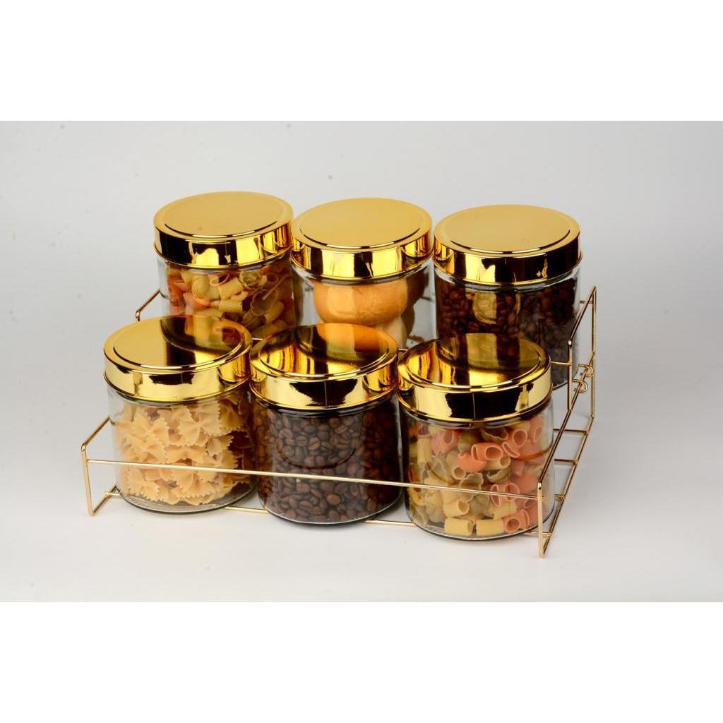RUBY Toples set 6 pcs + rak RB-628 / toples set dengan rak/ toples set kaca