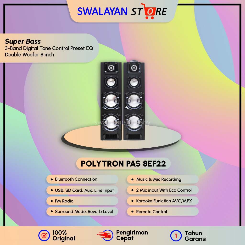 SPEAKER POLYTRON AKTIF SPEAKER PAS 8EF22 8 INCH BLUETOOTH SPEAKER,KARAOKE