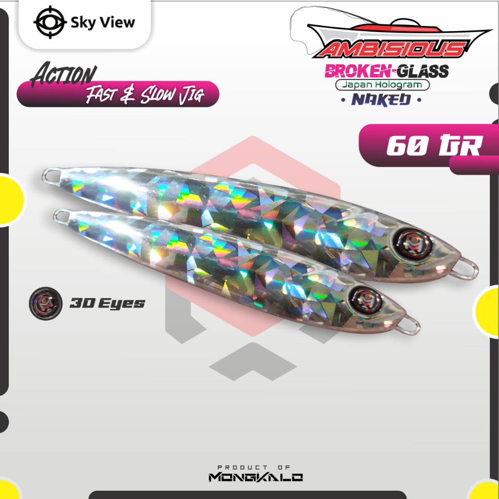 Metal Jig 60 Gram Mongkalo AMBISIOUS Naked SIlver 60gr Umpan Pancing 60gram Mancing Fishing Lure Spo