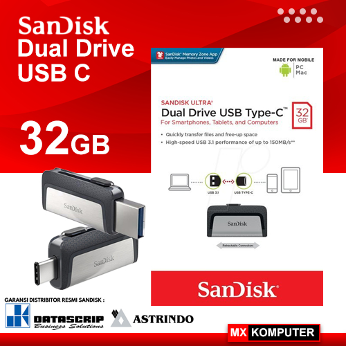 Flashdisk Sandisk 32GB Ultra Dual Drive USB TYPE C 32GB OTG Type-C