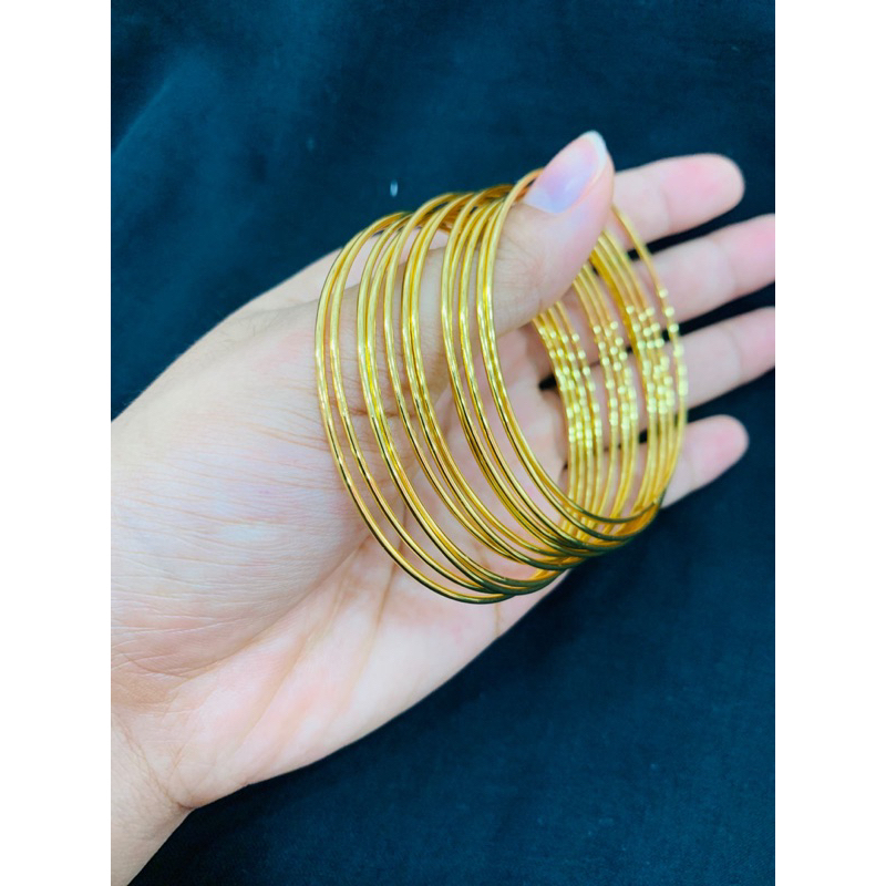 (GARANSI 6BLN) Gelang keroncong India LAPIS KRISTAL BERGARANSI warna emas 24