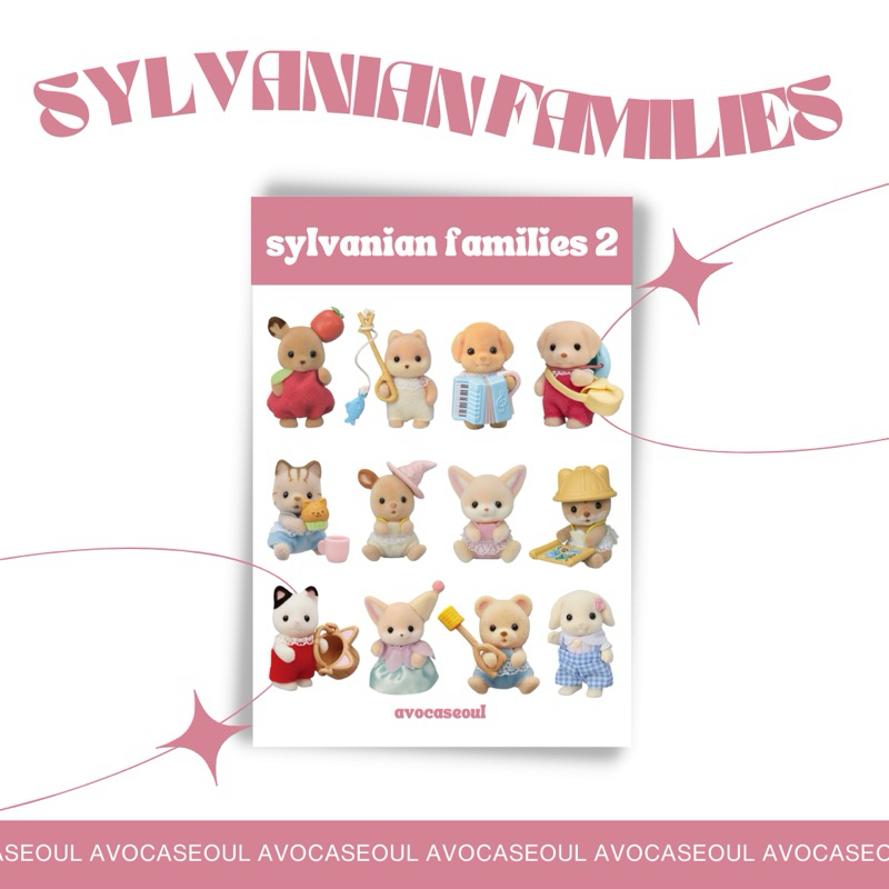 

sticker sheet new sylvanian families 2 aesthetic ins korea untuk dekorasi scrapbook, deco pola, journaling, phonecase, headphone, stiker lucu