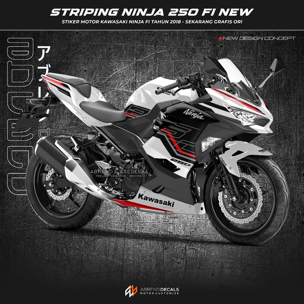 STIKER MOTOR KAWASAKI NINJA 250 FI NEW 2018 - SEKARANG LIVERY GRAFIS KRT / STRIPING NINJA FI NEW