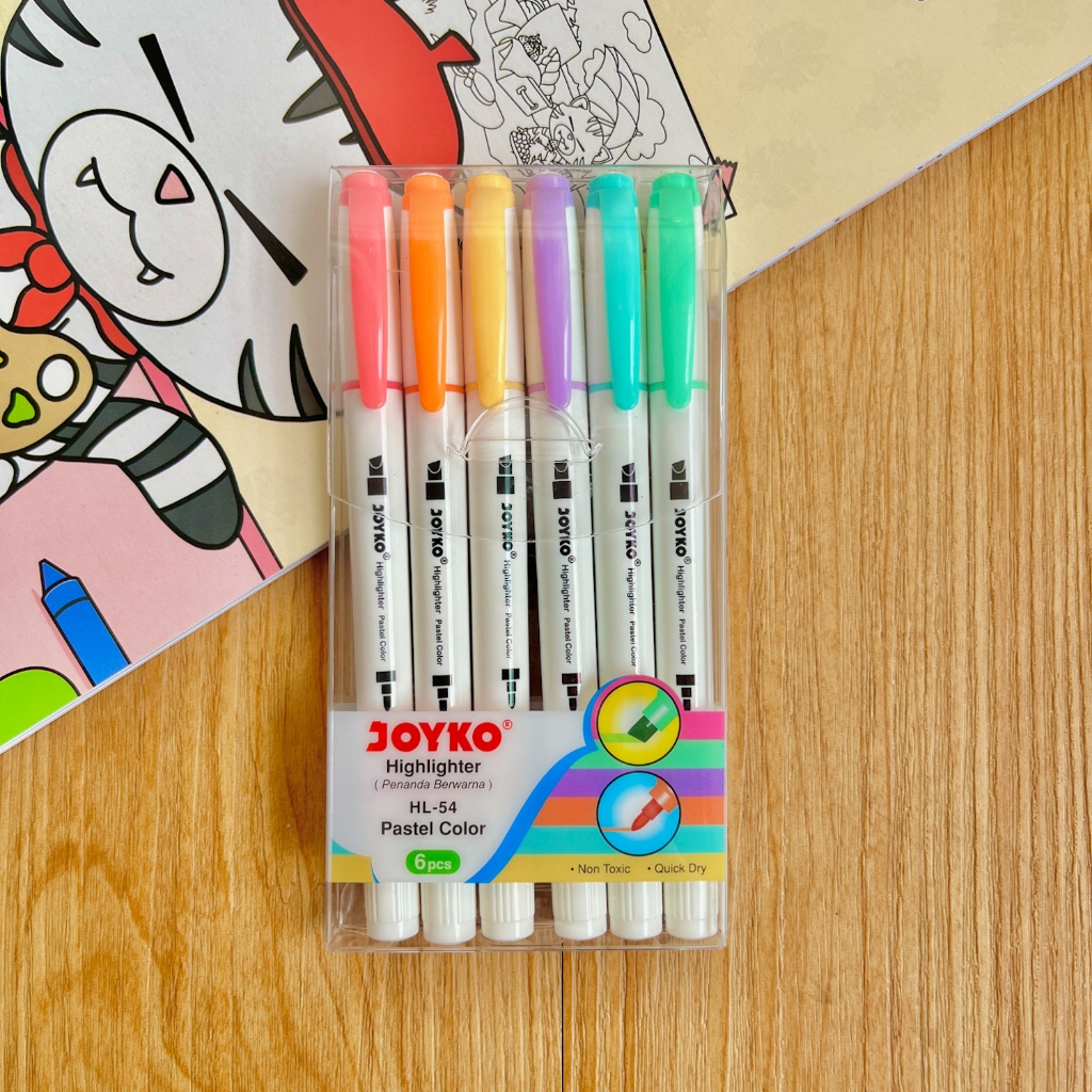 

Highlighter Penanda Joyko HL-54 1 Set 6 Pcs 6 Warna // Alat Tulis Kantor / Penanda tulisan / Highlighter Pastel / Kado Unik