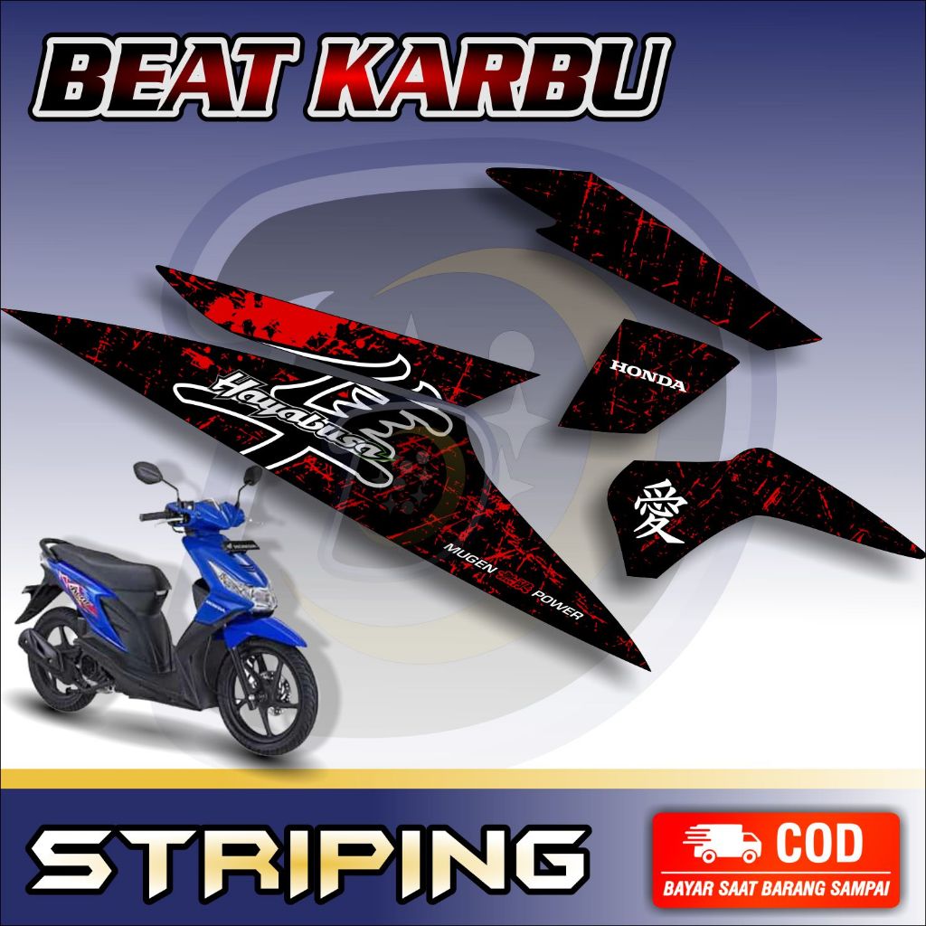 Striping Lis Honda Beat Karbu Stiker Motor Beat Karbu Hayabusa