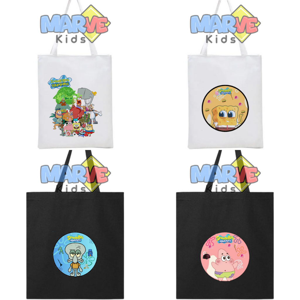 Totebag Tote Bag Goodiebag Kartun Spongebob Lucu Goodie Bag Souvenir Ulang Tahun Ultah Anak