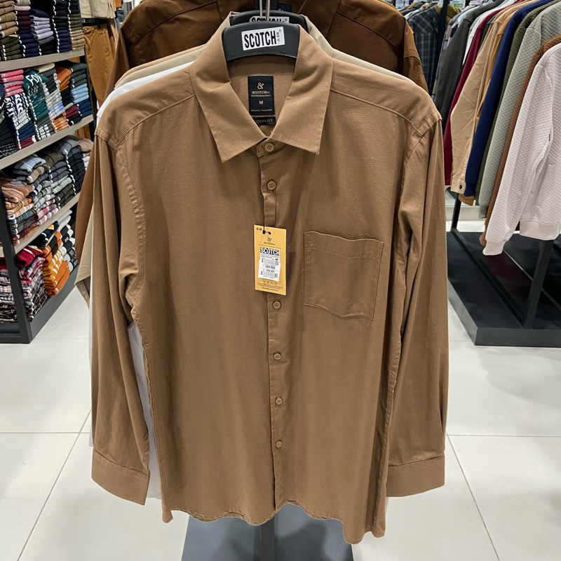 Scotch & co kemeja pria motif polos bahan lembut dan dingin S-XL