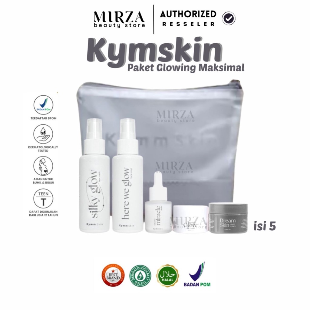 KYMM SKIN - 5PCS Paket Lengkap Glowing Series [Free Pouch] Bebas Alkohol
