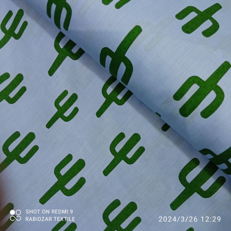 KAIN KATUN POPLINE PREMIUM IMPORT GARMENT MOTIF KAKTUS HJU BRU