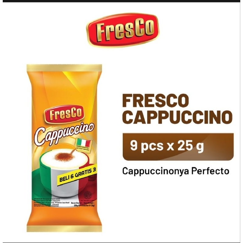 

fresko kopi kappucino, kopi instan isi 9 pcs