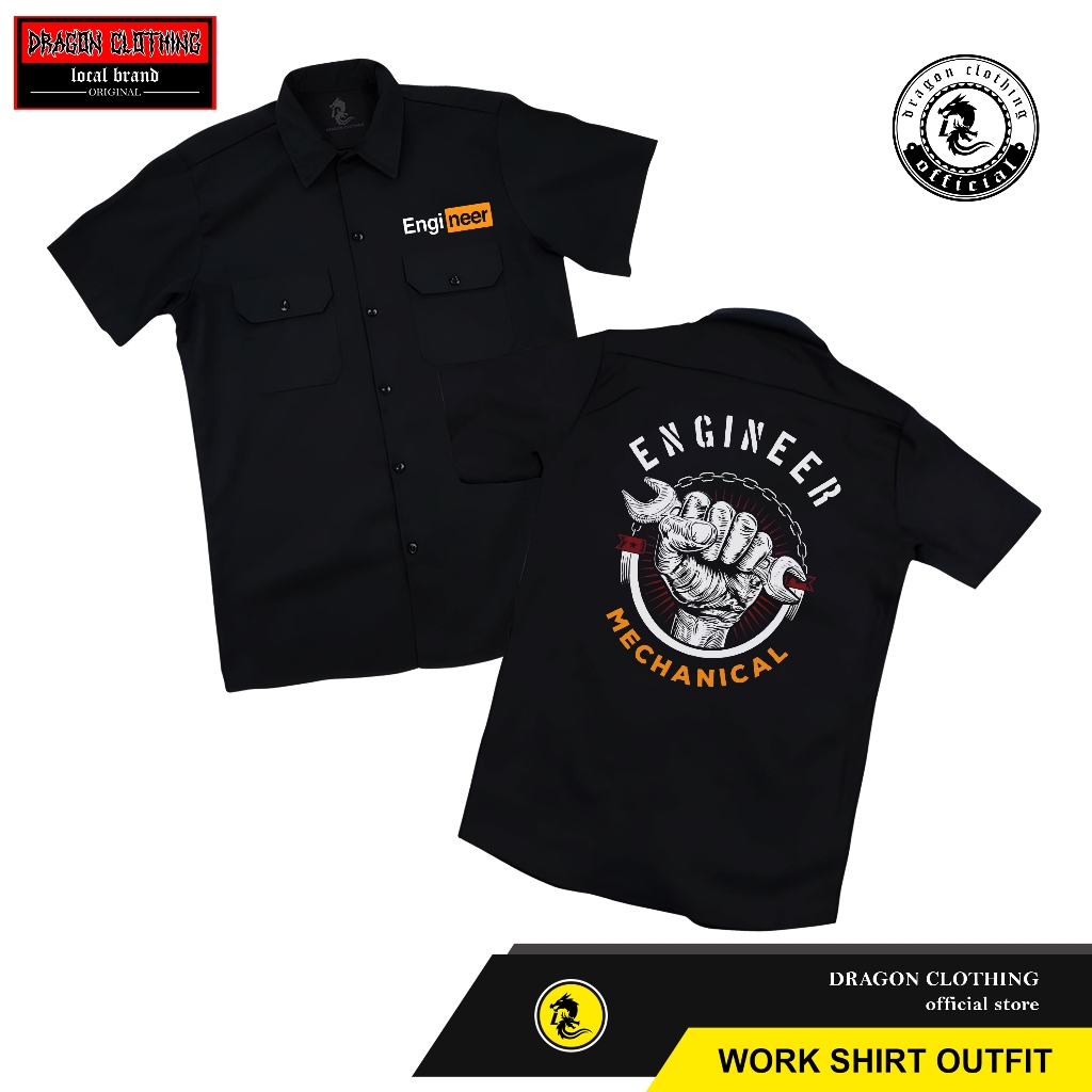 Kemeja Workshirt Pria MECHANIC | Kemeja Mekanik Bengkel 100% Katun | DRAGON CLOTHING