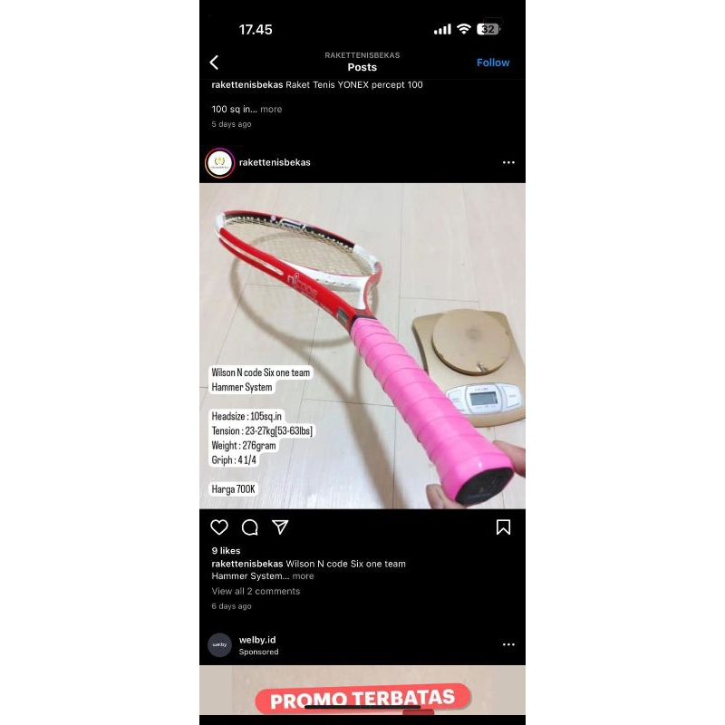 raket tenis wilson ncode six one team