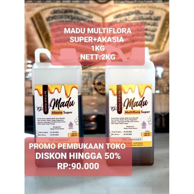 

2 VARIAN MADU BELI 1 GRATIS 1 AKASIA SUPER + MULTIFLORA SUPER 1KG+1KG