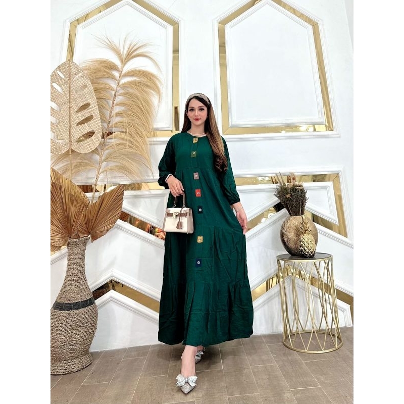 Gamis pelangi  ld120 gamis rayon jumbo gamis susun