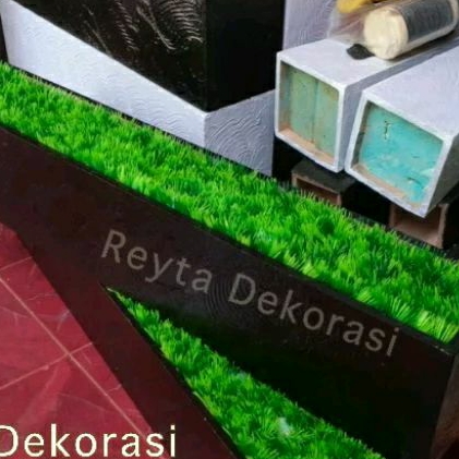 RB vas lengkap dengan busa dan rumput _ pot partisi pot panjang pot kayu / pot dekorasi