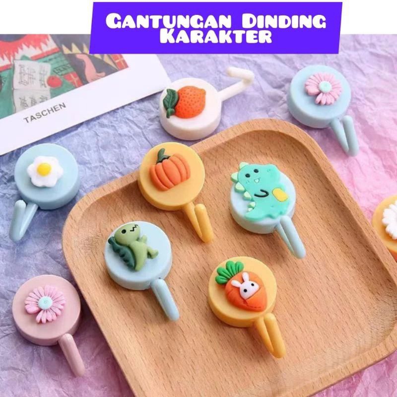 Gantungan Hook Bulat Motif 3D / Hook Dinding / Karakter Gantungan Tempel / Gantungan Tempel Lucu Ser