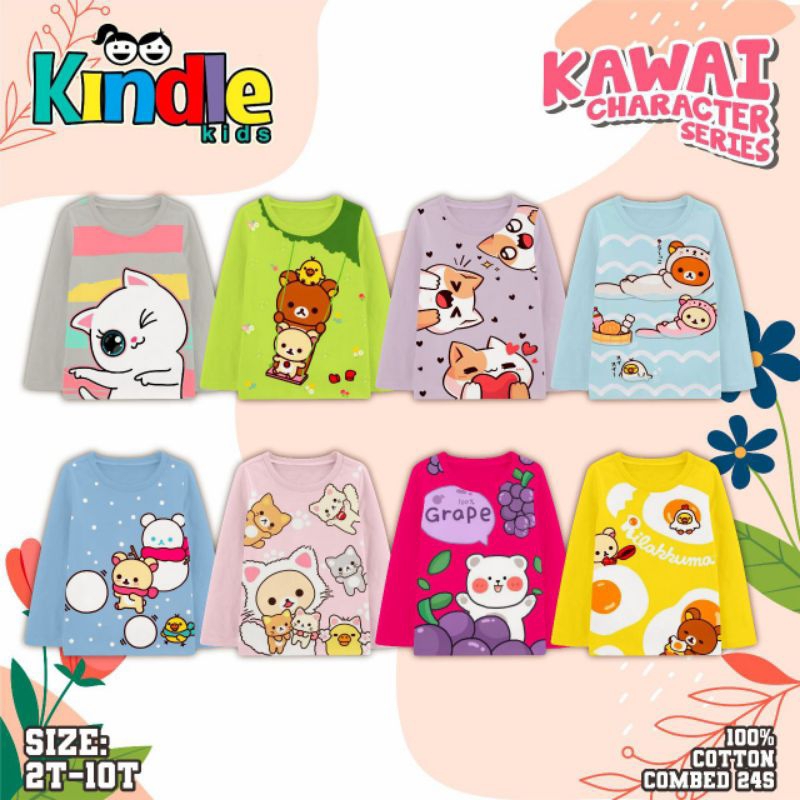 baju kaos anak lengan panjang by kindleKids 2-10 Tahun