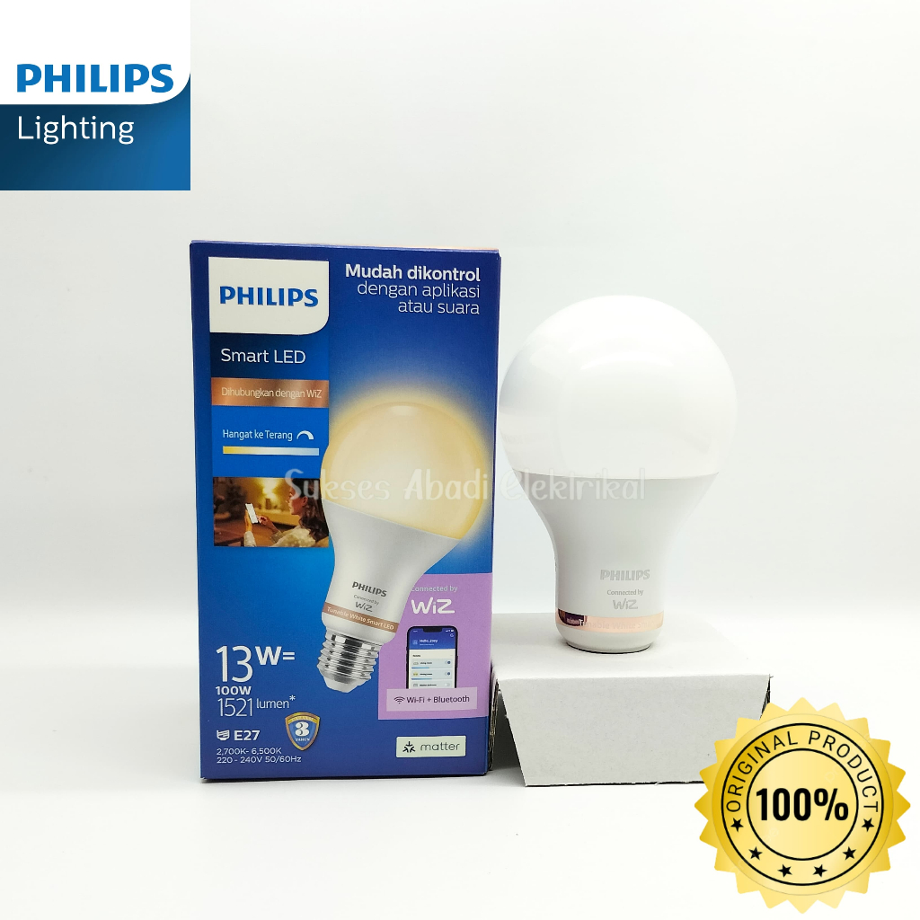 LAMPU SMART WIFI LED 13 W PHILIPS TUNEABLE WHITE DIMMER