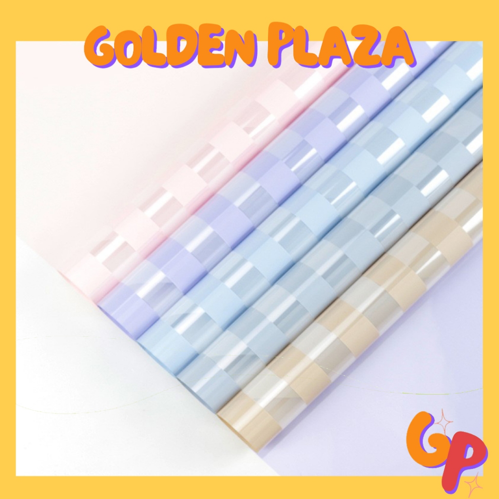 

(1 PACK ISI 20 LEMBAR) Flower Paper Wrapping Cellophane Motif Cheekerboard OPP Transparan Florist Kertas Bunga Buket KB6112