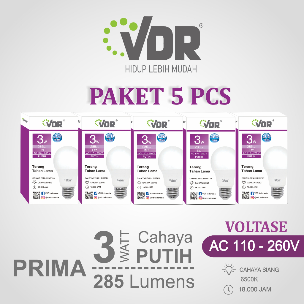 LAMPU VDR Prima - LED Bulb - PAKET  3 watt/ 5 Watt/ 7 Watt/ 9 Watt/ 11 Watt/ 14 Watt/ 18 Watt/ 22 Wa