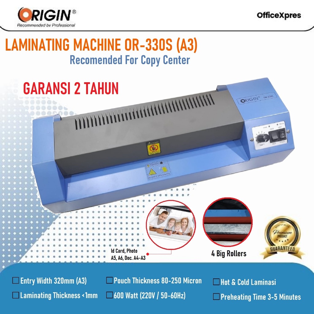 

Mesin Laminating OR 330 S / Laminating A3 / Laminator Kertas A3 Origin