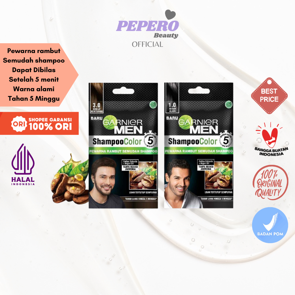 GARNIER Men Shampoo Hair Color - 1 Sachet | Pewarna Rambut Pria