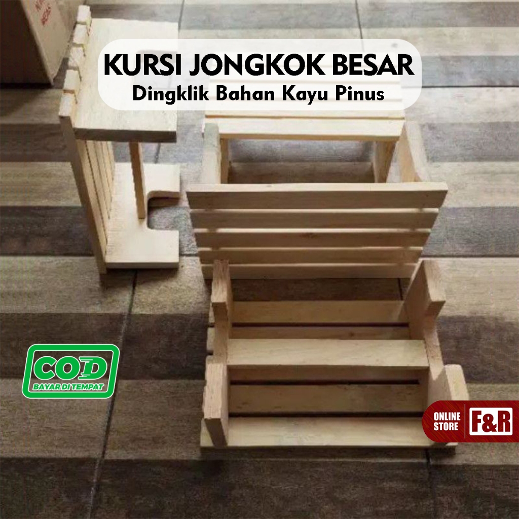 Bangku Duduk Jongkok Pendek Dingklik Kayu Kursi Wc Jongkok Kursi Kayu Pinus Premium Size Besar