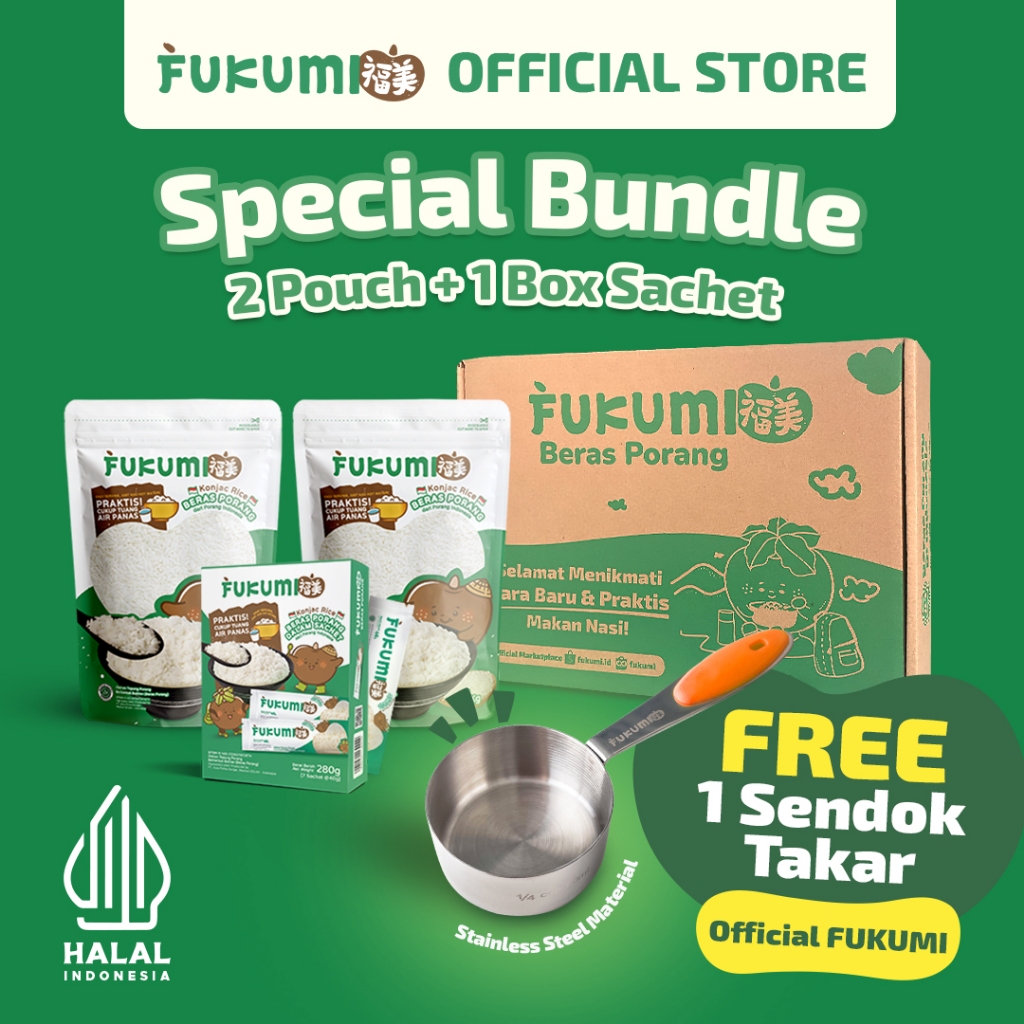 

Hampers Parsel Special Gift Bundle Beras Porang Fukumi - 2 Pouch 1 Box Sachet 1 Sendok Takar